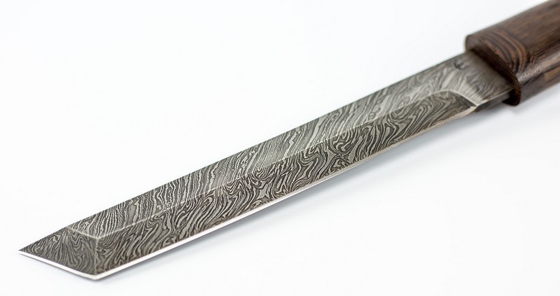 Нож Танто из Дамаска, рукоять и ножны венге