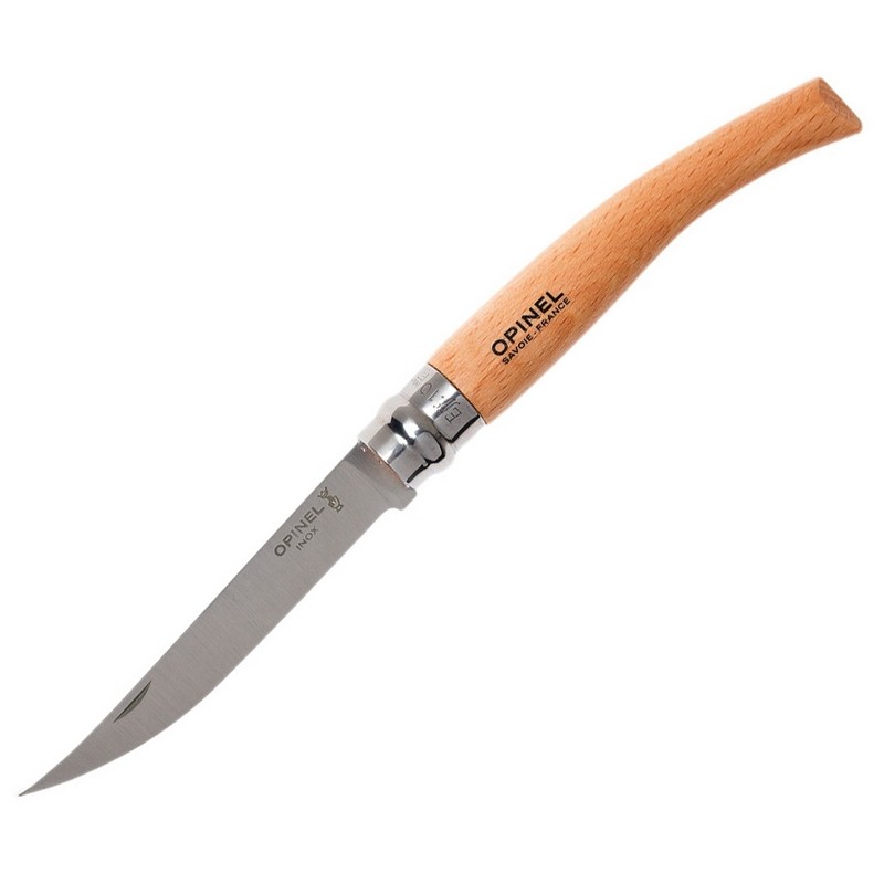 Нож складной филейный Opinel №10 VRI Folding Slim Beechwood, сталь Sandvik 12C27, рукоять бук, 000517