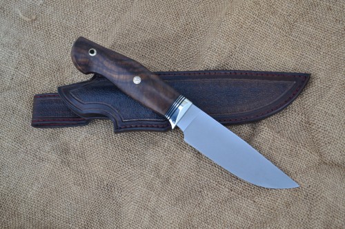 Нож Легионер (вариант 2) - сталь S390, G10, корень ореха, мозаичные пины.