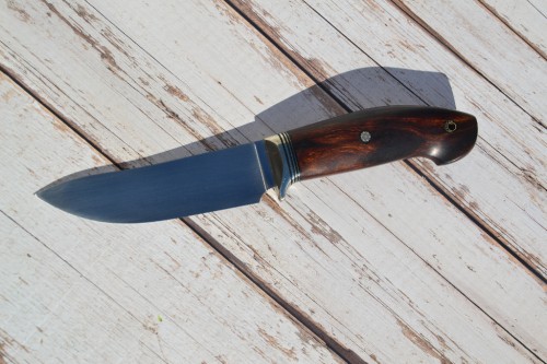Нож Скинер - сталь S390, нейзильбер, G10, айронвуд, карбоновые мозаичные пины.