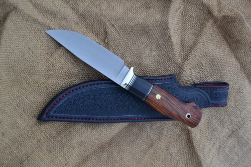 Нож Легионер - сталь М398, нейзильбер, G10, рог буйвола, айронвуд, мозаичные пины.