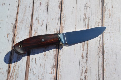 Нож Скинер - сталь S390, нейзильбер, G10, айронвуд, карбоновые мозаичные пины.