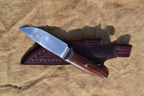 Нож Егерь - сталь Lomax PM, мокумэ, G10, айронвуд, мозаичные пины.