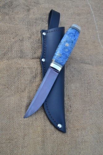 Нож Финка (вариант 3) - сталь К340, G10, стабилизированный кап клёна, мозаичный пин.