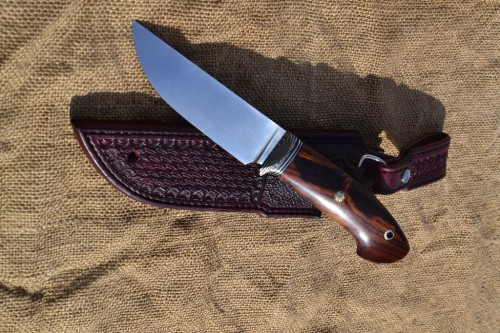 Нож Гид - сталь Lomax PM, мокумэ, G10, айронвуд, мозаичные пины.
