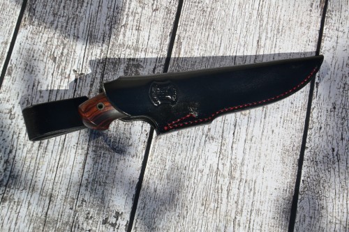 Нож Скинер - сталь PMD52, мокумэ, G10, айронвуд, мозаичные карбоновые пины.